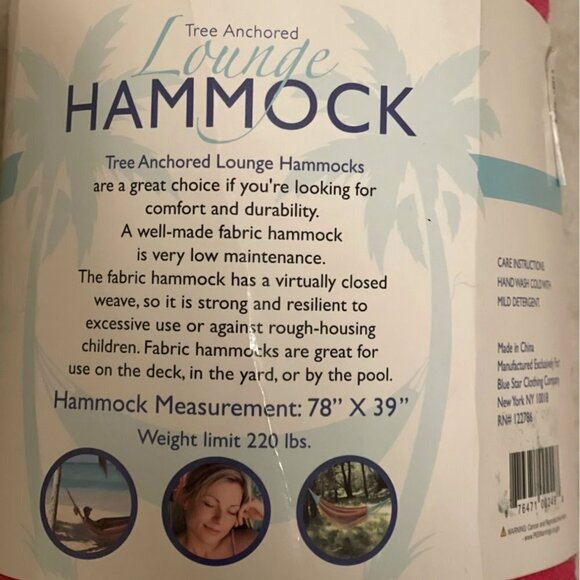 Lot of 2 Tree Anchored Lounge Hammock Pink Comfort Outdoor 78" x 39" Up to 220 - Picture 5 of 7